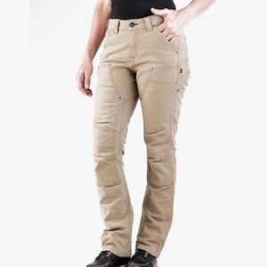Dovetail 14/32 Workwear Britt Utility Cargo Pants Tan Cream Cotton Canvas